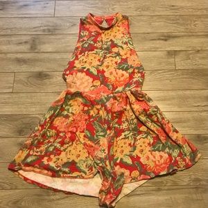 Floral open back romper